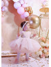 Blush Pink Glitter Lace Tulle Flower Girl Dress